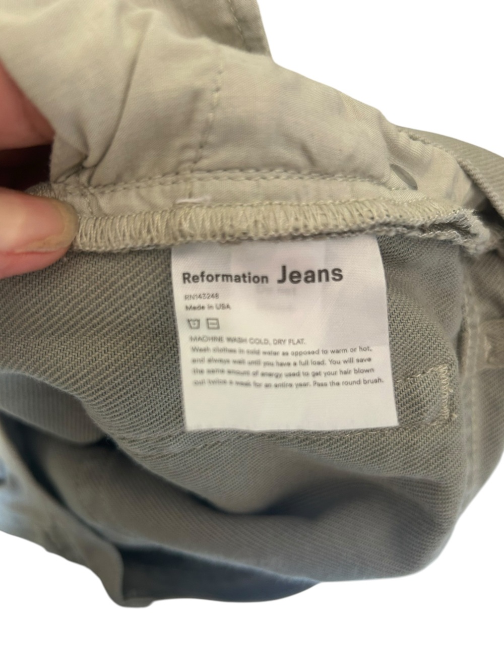 Reformation Ryan Tonal Patch Straight Sage Jeans Size 28 - Picture 8 of 8